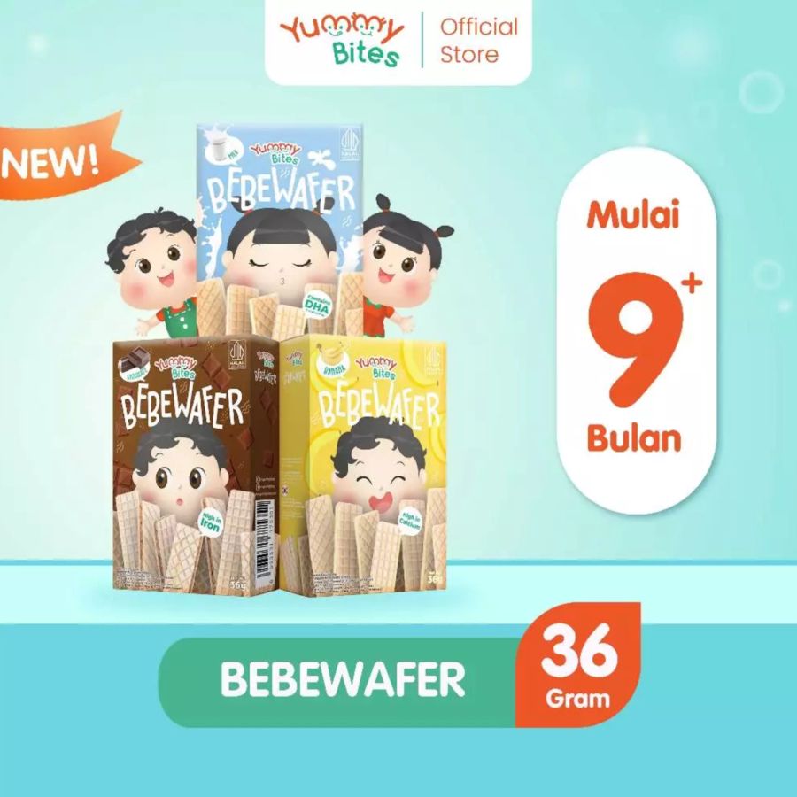 Yummy Bites Bebewafer Chocolate Snack Bayi 9+ Bulan 36gram