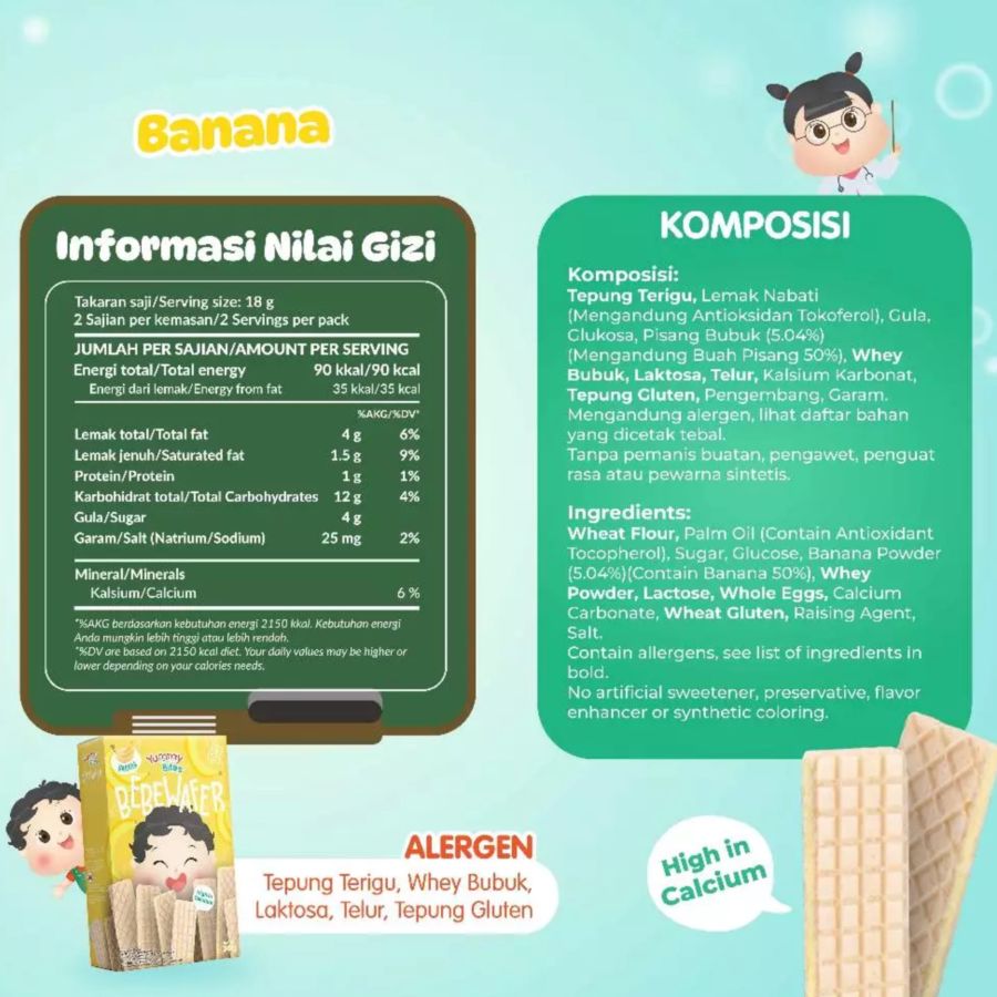 Yummy Bites Bebewafer Banana Snack Bayi 9+ Bulan 36gram