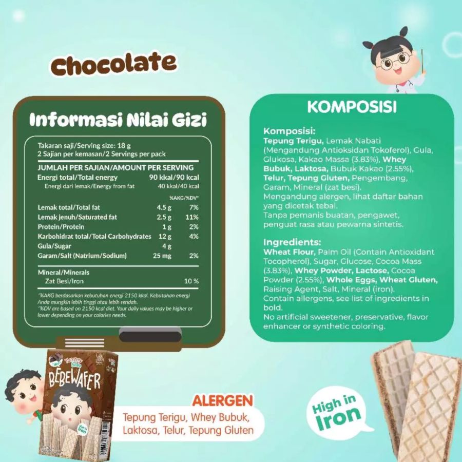 Yummy Bites Bebewafer Chocolate Snack Bayi 9+ Bulan 36gram