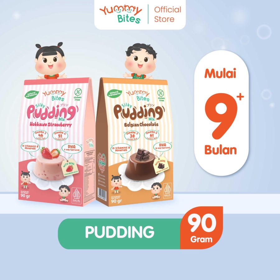 Yummy Bites Silky Pudding Mix Hokkaido Strawberry MPASI 90gram