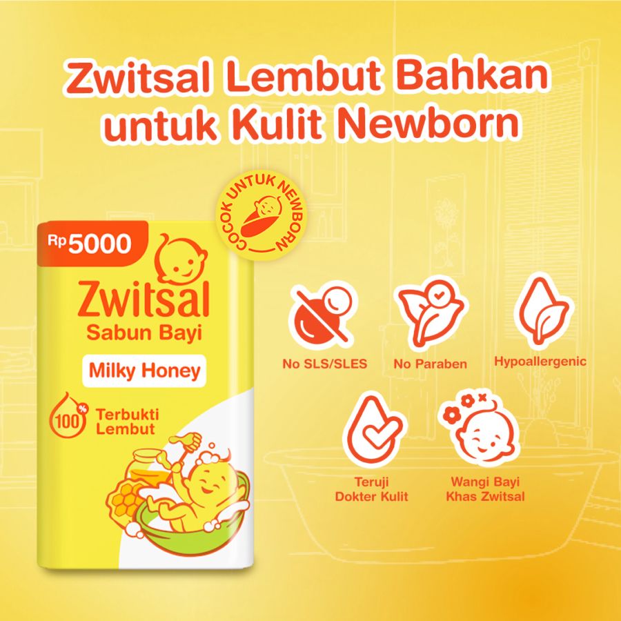 Zwitsal Baby Milk Honey Soap Bar 70gram