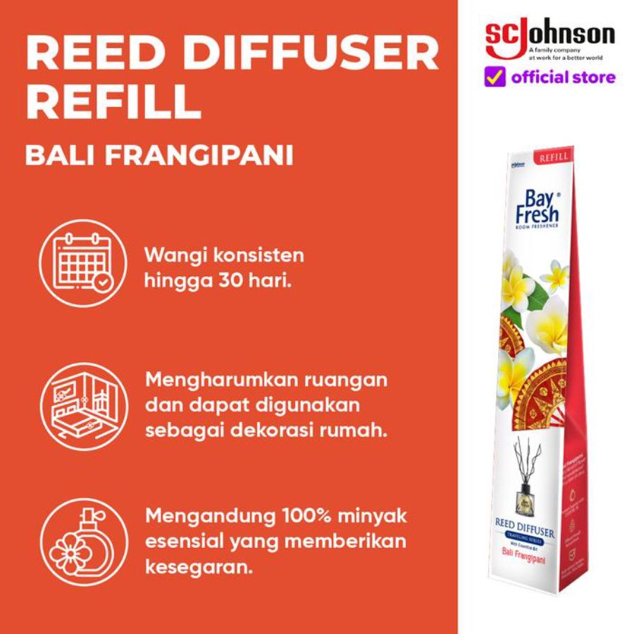 Bayfresh Bali Frangipani Reed Diffuser Refill 30ml