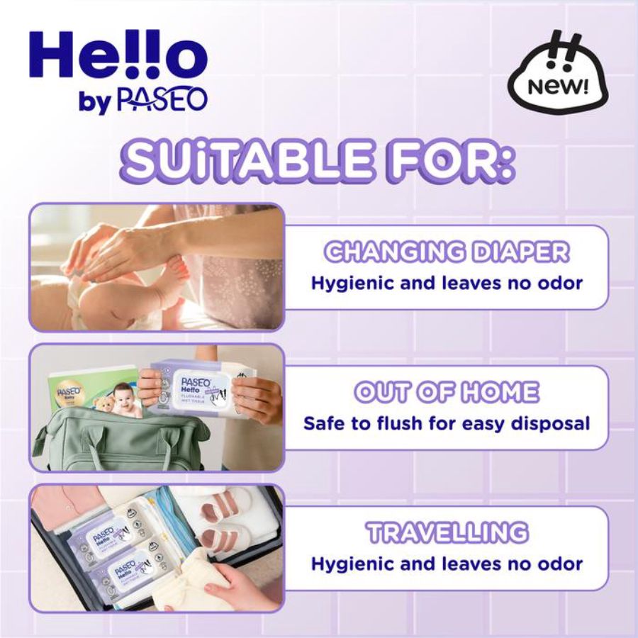 Paseo Hello Baby Flushable Wet Tissue 50sheets