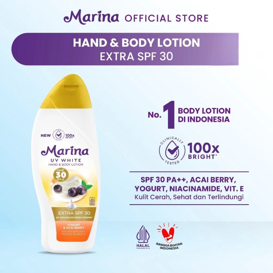 Marina UV White Yogurt & Acai Berry Extra SPF 30 Hand Body Lotion 185ml