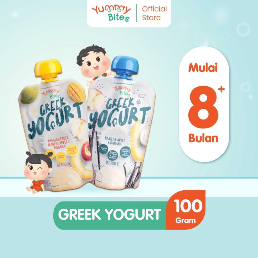 Yummy Bites Greek Yogurt Passion Fruit, Mango, Apple & Banana Snack Bayi 100gram