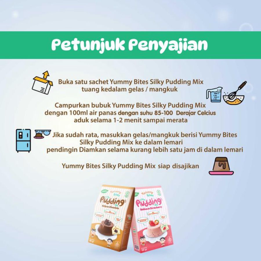 Yummy Bites Silky Pudding Mix Hokkaido Strawberry MPASI 90gram
