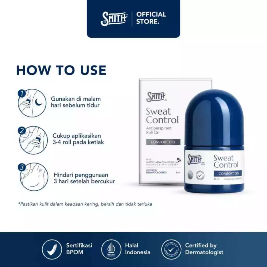 Smith Sweat Control Comfort Dry Antiperspirant Roll On 30ml