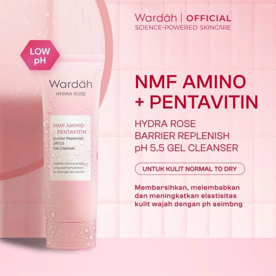 Wardah Hydra Rose NMF Amino + Pentavitin Barrier Replenish pH 5.5 Gel Cleanser 100ml