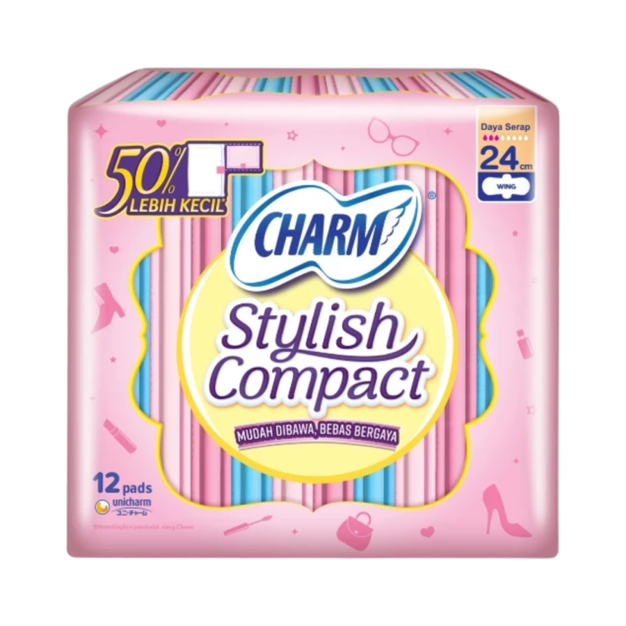 Charm Stylish Compact Wing 24cm Pembalut Kewanitaan 12pads