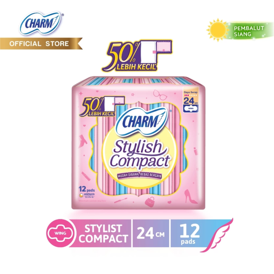 Charm Stylish Compact Wing 24cm Pembalut Kewanitaan 12pads