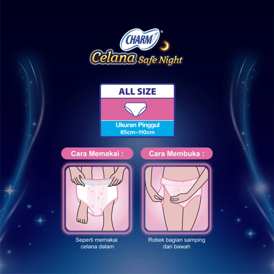 Charm Celana Safe Night All Size Pembalut Kewanitaan 2pads