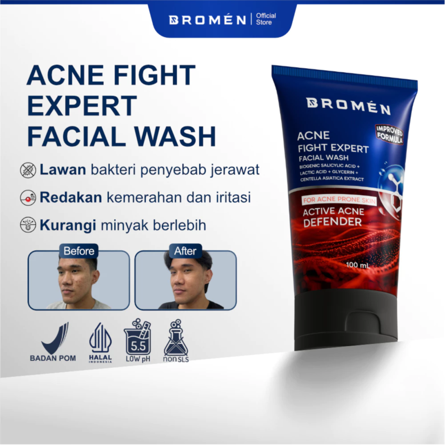 Bromen Acne Fight Expert Facial Wash (Improve Formula) 100ml