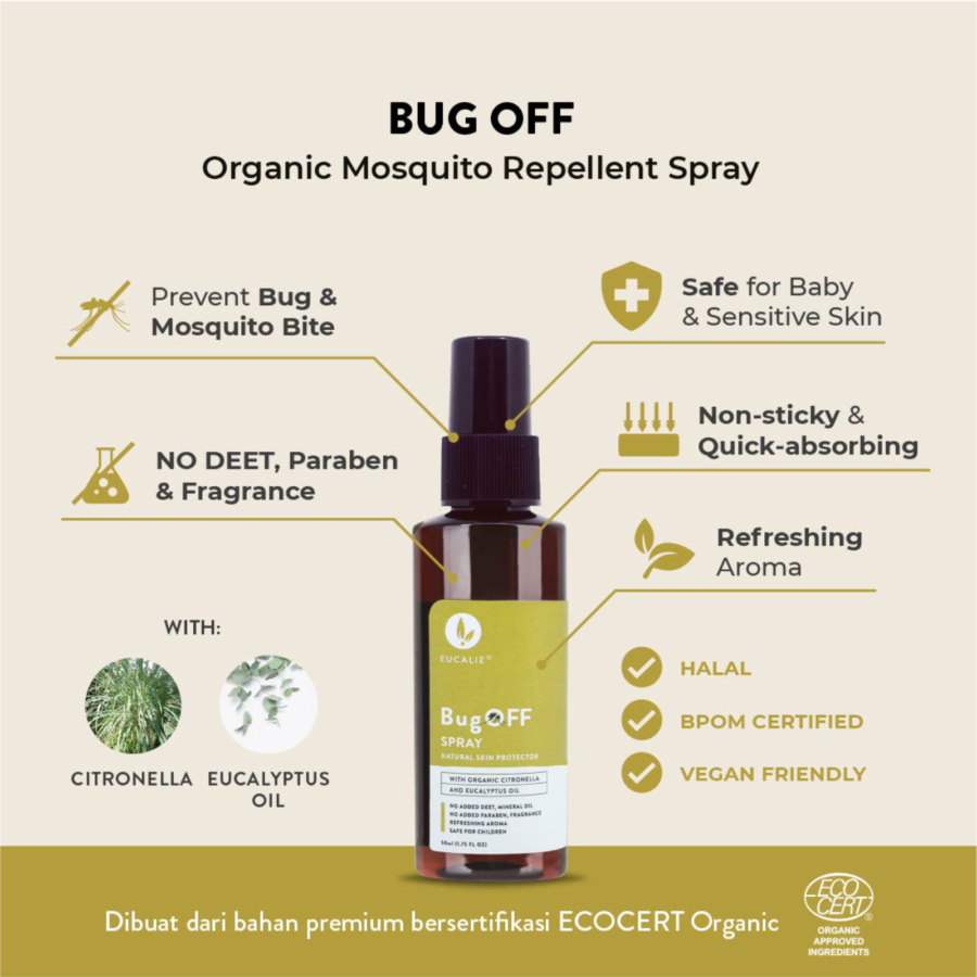 Eucalie Bug Off Spray Organic Mosquito Repellent 50ml