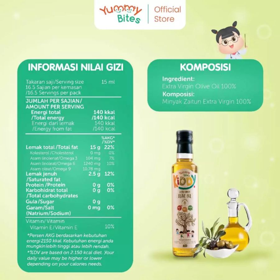 Yummy Bites Kiddy Extra Virgin Olive Oil MPASI 250ml
