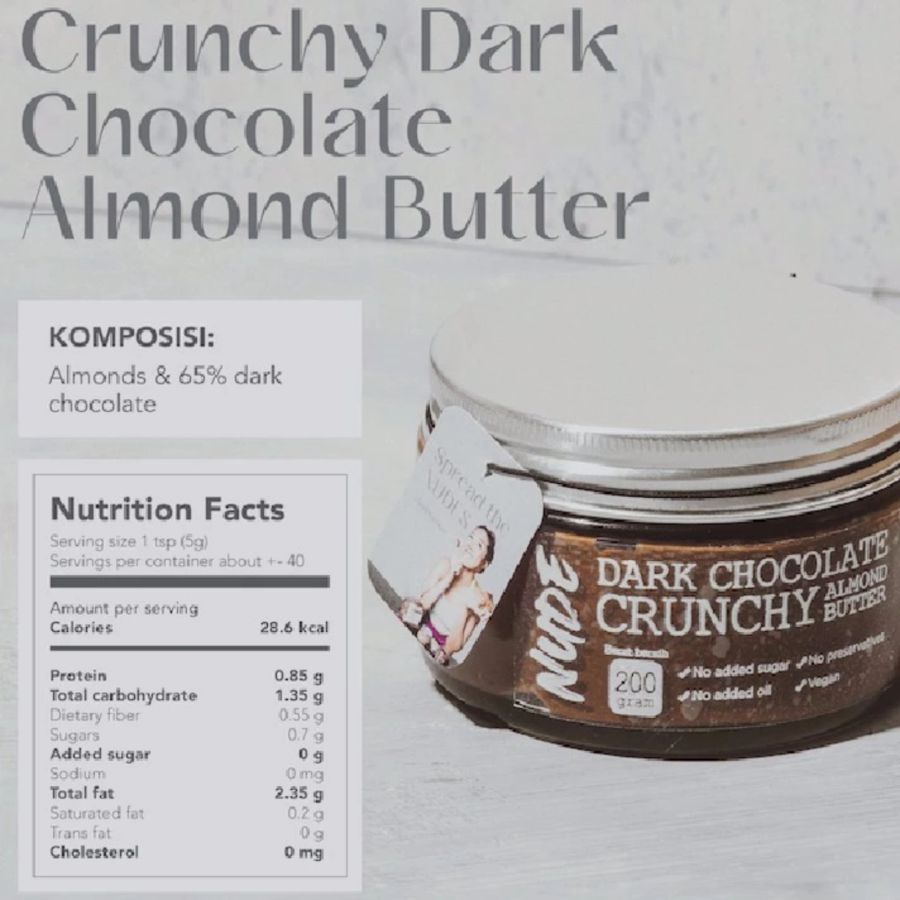 Nude x Andrea Dark Chocolate Crunchy Almond Butter Spread 180gram