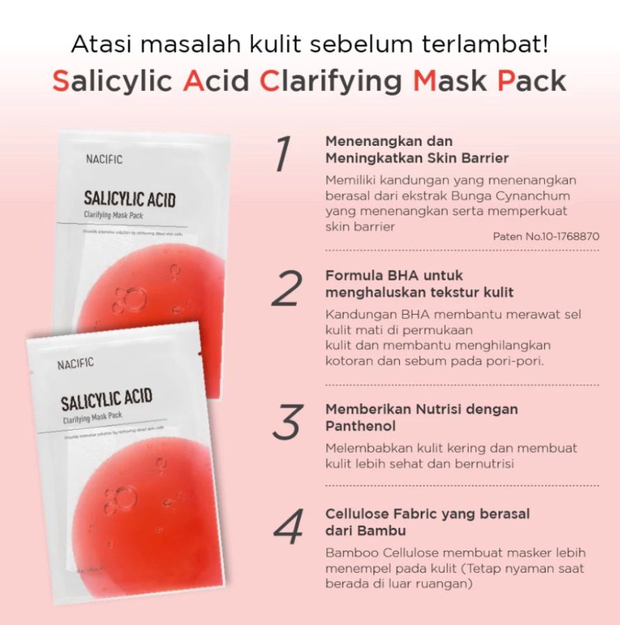 NACIFIC Salicylic Acid Clarifying Sheet Mask 30gram