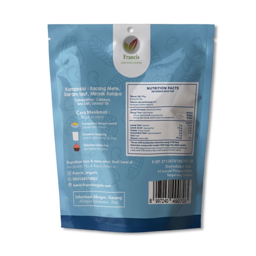 Francis Organic Roasted Sea Salt Cashew 31gram 1pcs