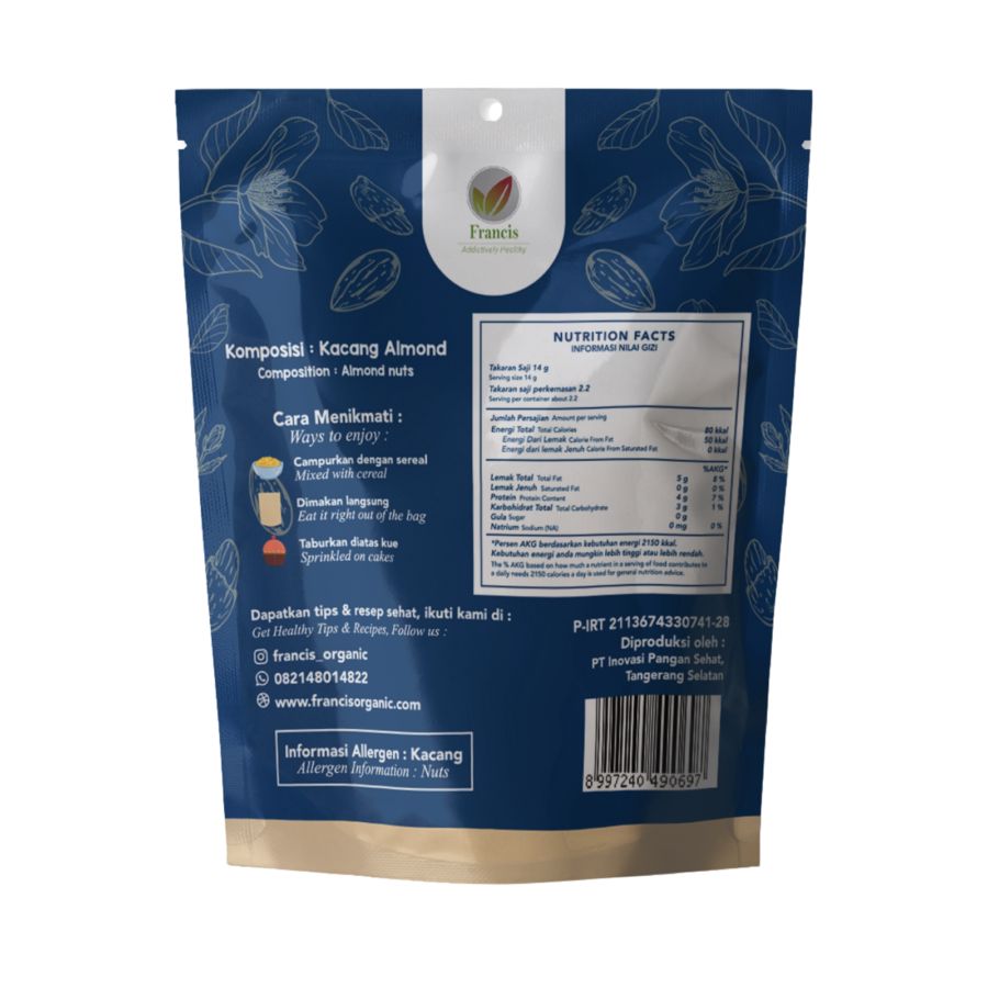 Francis Organic Almond Panggang 31gram 1pcs