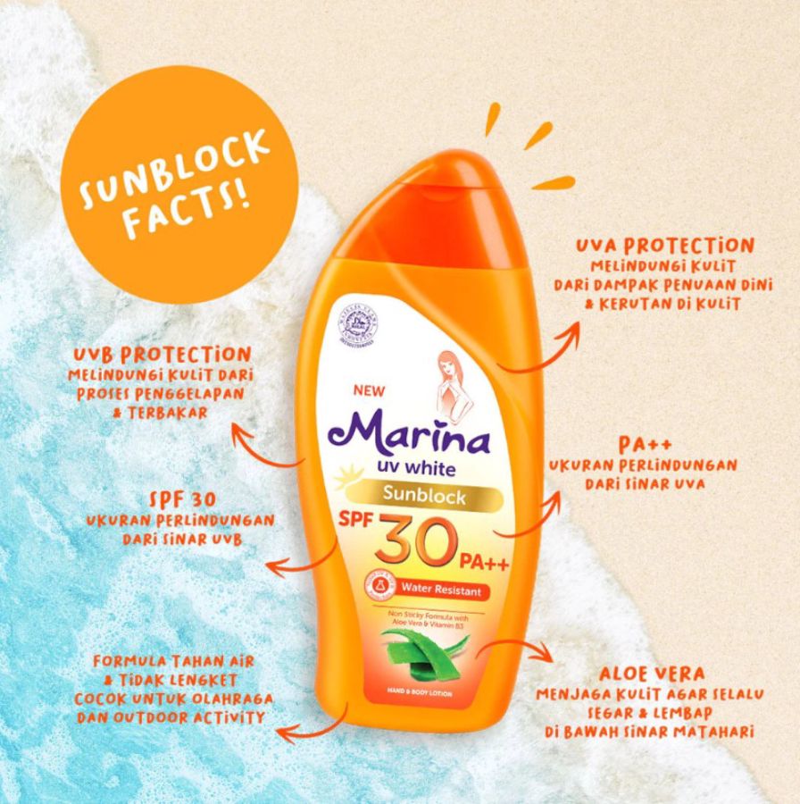 Marina UV White Aloe Vera SPF 30 Sunblock Body Lotion 85ml