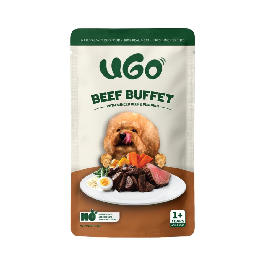 Ugo Fresh Beef Buffet Adult Makanan Anjing Basah Pouch 85gram