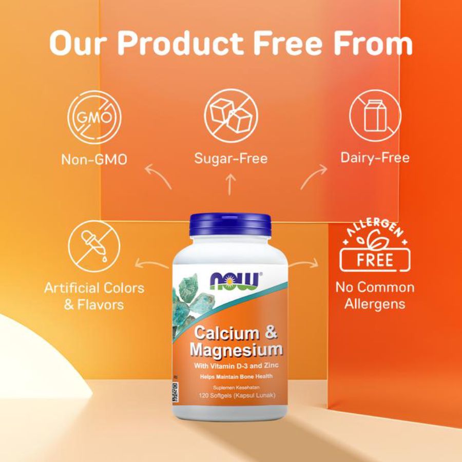 NOW Calcium & Magnesium With Vitamin D3 & Zinc Softgel 120kapsul