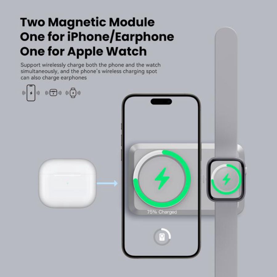 Kiip Magnetic Wireless Power Bank EW31 2in1 10000 mAh Beige 1pcs