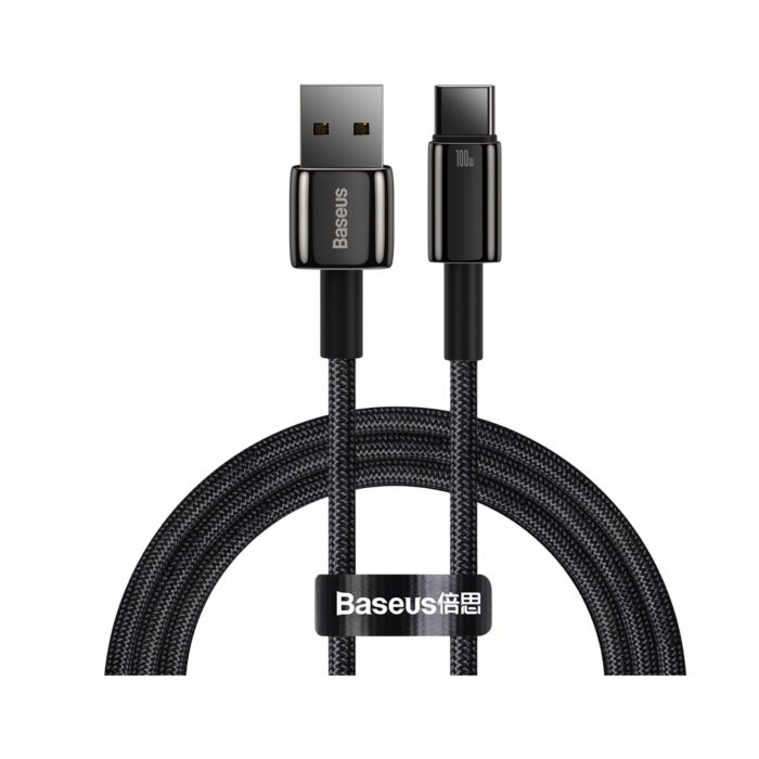 Baseus Tungsten Gold Fast Charging Cable USB to Type-C 100W 2m Black