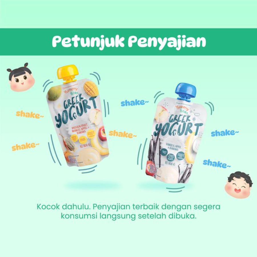 Yummy Bites Greek Yogurt Passion Fruit, Mango, Apple & Banana Snack Bayi 100gram