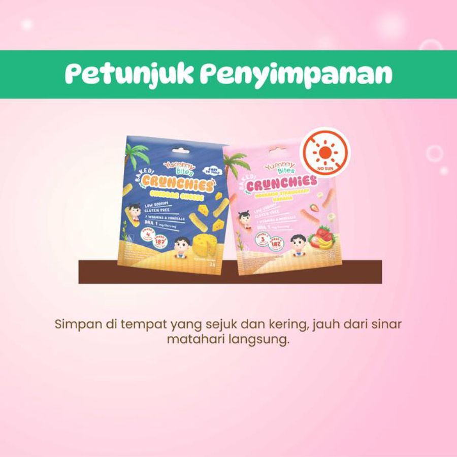 Yummy Bites Crunchies Hokkaido Strawberry Banana Snack Bayi 25gram