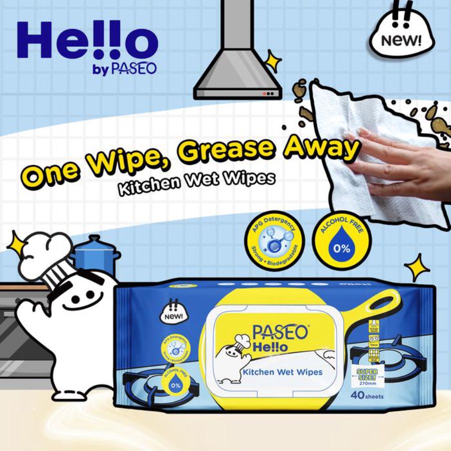 Paseo Hello Kitchen Wet Wipes 40sheets