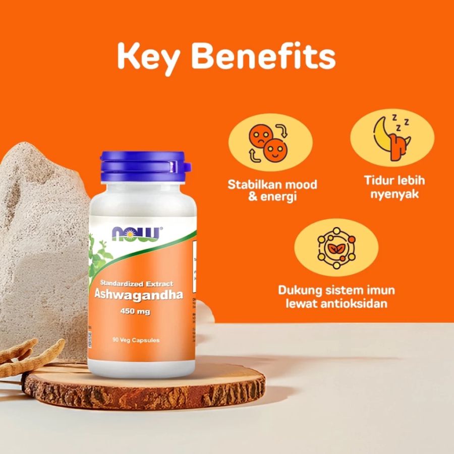 NOW Ashwagandha 450mg Veg Capsules 90kapsul