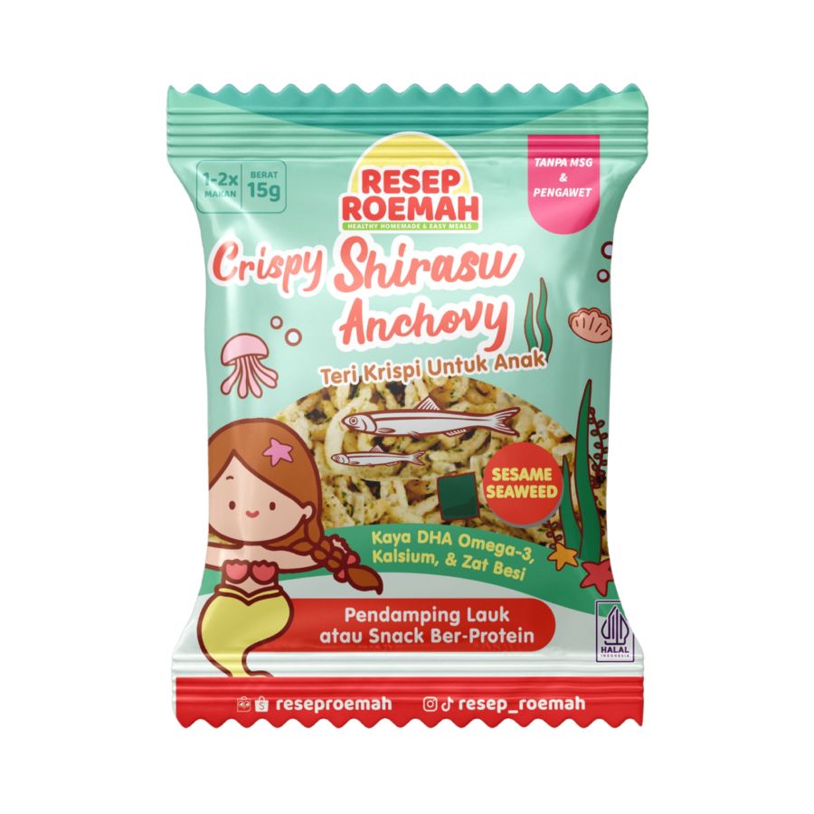 Resep Roemah Crispy Shirasu Anchovy Sesame Seaweed Teri Crispy untuk Anak 15gram