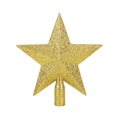 Hiasan Gold Glitter Top Bintang Pohon Natal 19cm