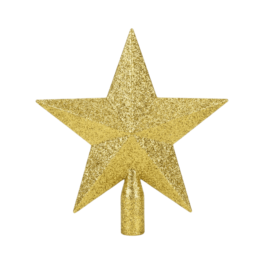 Hiasan Gold Glitter Top Bintang Pohon Natal 19cm