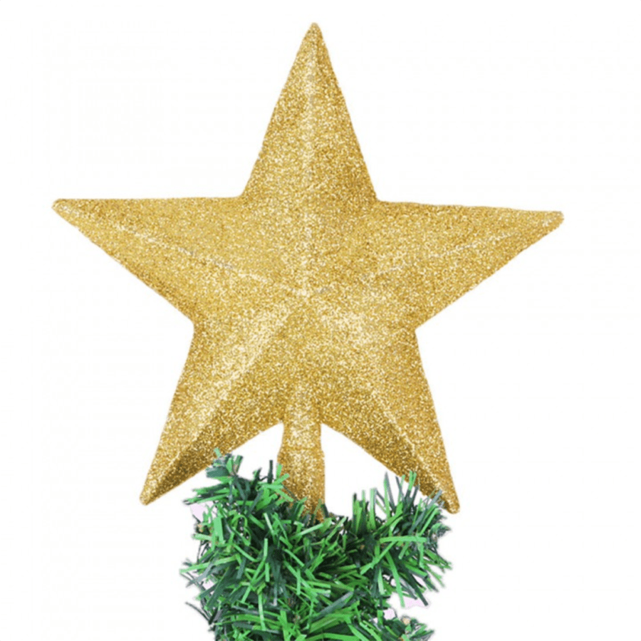 Hiasan Gold Glitter Top Bintang Pohon Natal 19cm