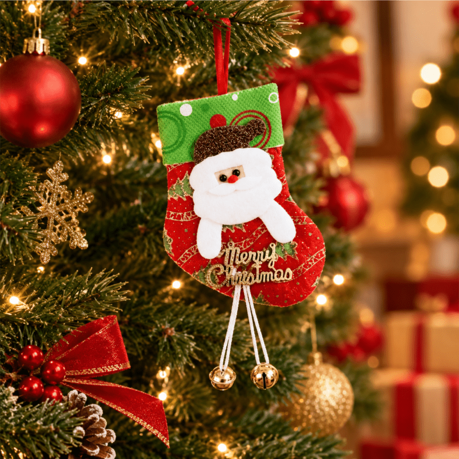 Kaos Kaki Natal Gantung Lonceng Santa