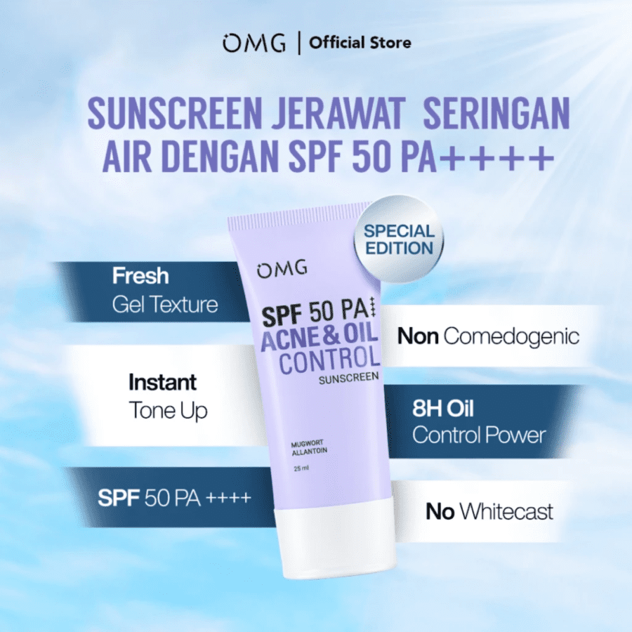 OMG Oh My Glow Acne & Oil Control UV Barrier Sunscreen SPF50 PA++++ 