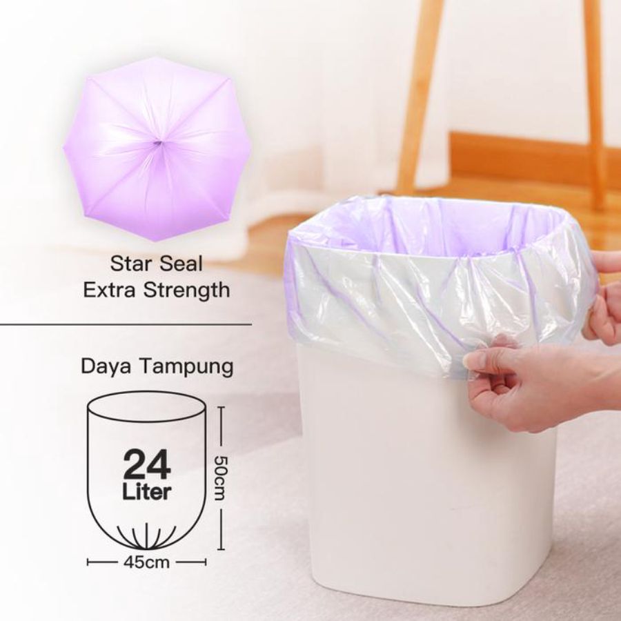 Bagus Kantong Sampah Roll Lavender Size 45 x 50 cm 24L