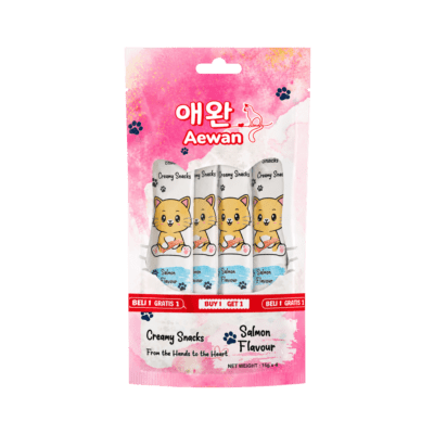Aewan Creamy Salmon Snack Kucing 4 sticks x 15 gram