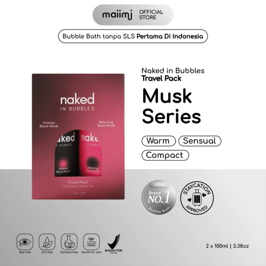 Maiimi Naked in Bubbles Musk Series Travel Pack Bubble Bath & Shower Gel 2pcs x 100ml