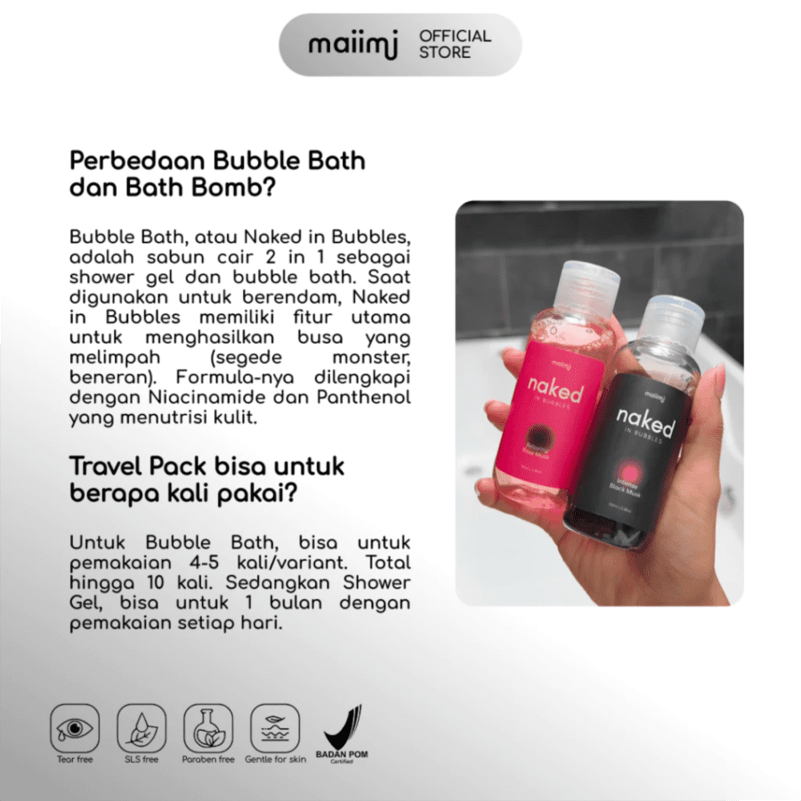 Maiimi Naked in Bubbles Musk Series Travel Pack Bubble Bath & Shower Gel 2pcs x 100ml