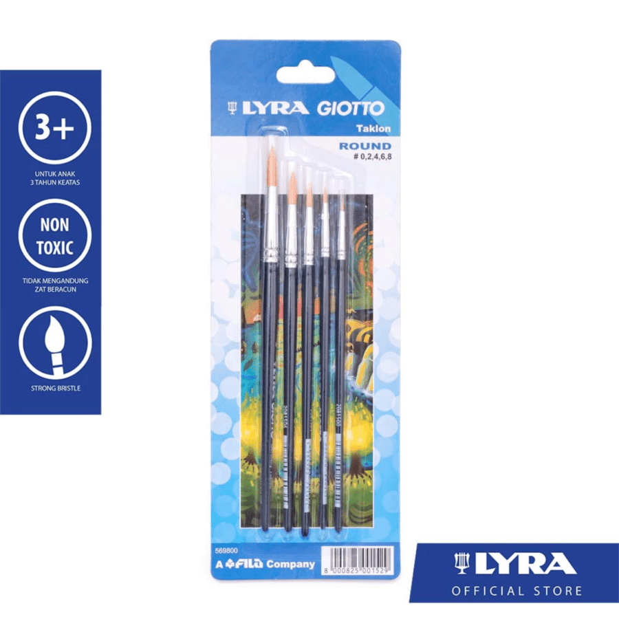 Lyra Round Brush Blue Set 0, 2, 4, 6, 8 Kuas Lukis
