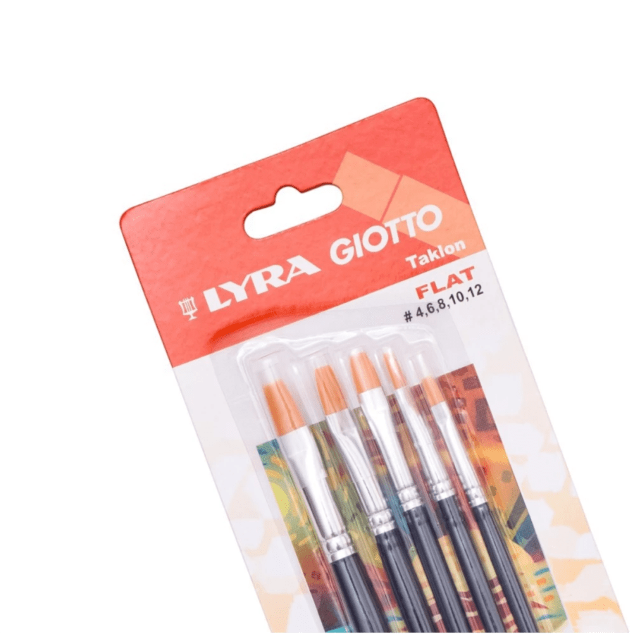 Lyra Flat Brush Red Set 4, 6, 8, 10, 12 Kuas Lukis