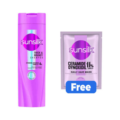 Exclusive Bundle Buy 1 Sunsilk Thick & Bouncy Anti Hairfall Shampoo 320ml Free Sunsilk Hair Mask Ceramide Dynoxidil 60ml