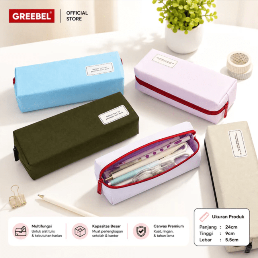 Greebel Tempat Pensil Kanvas Multifungsi