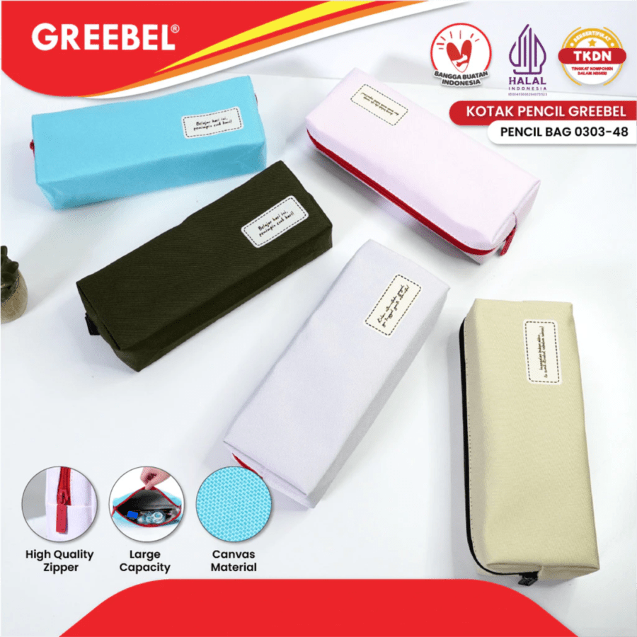 Greebel Tempat Pensil Kanvas Multifungsi