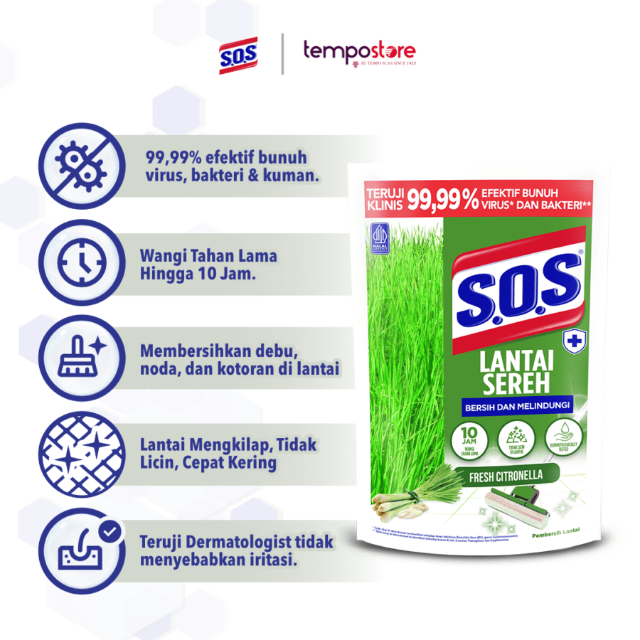 SOS Lantai Sereh Pembersih Lantai Pouch
