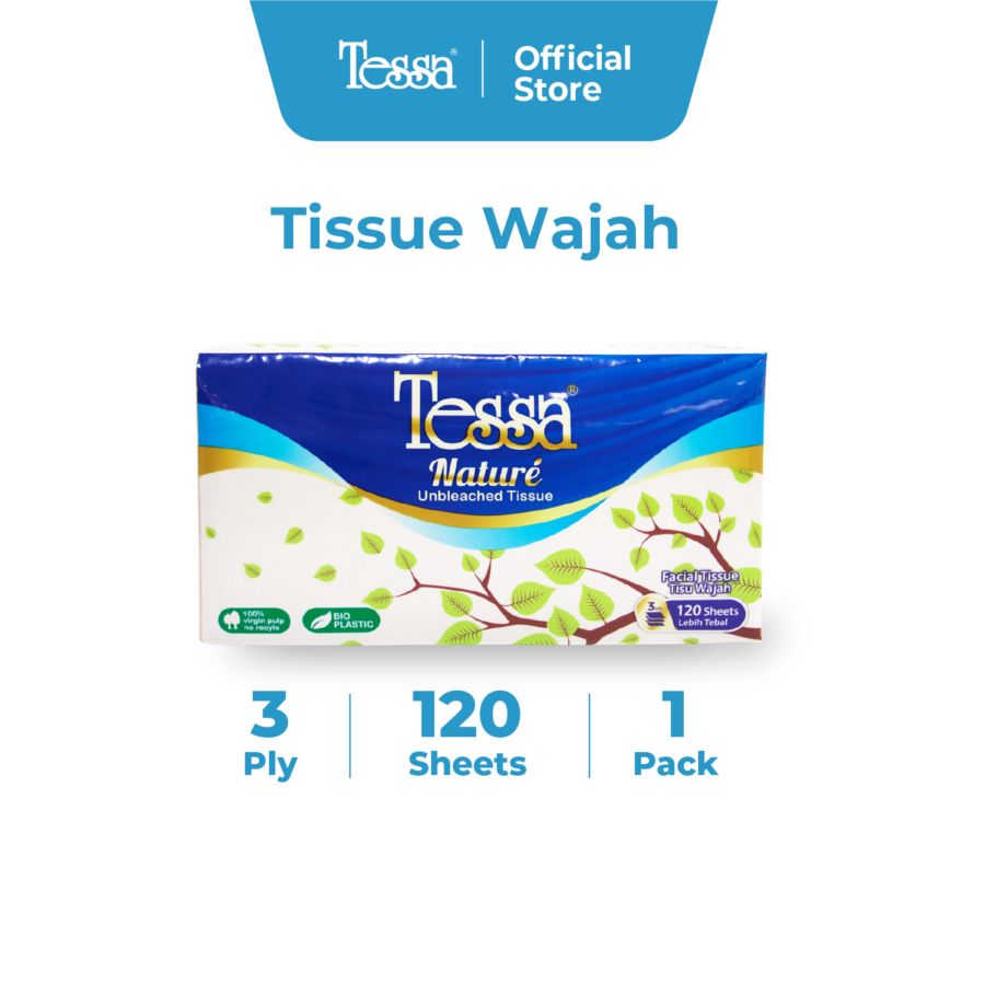 Tessa Nature Unbleached 3 Ply Tisu Wajah