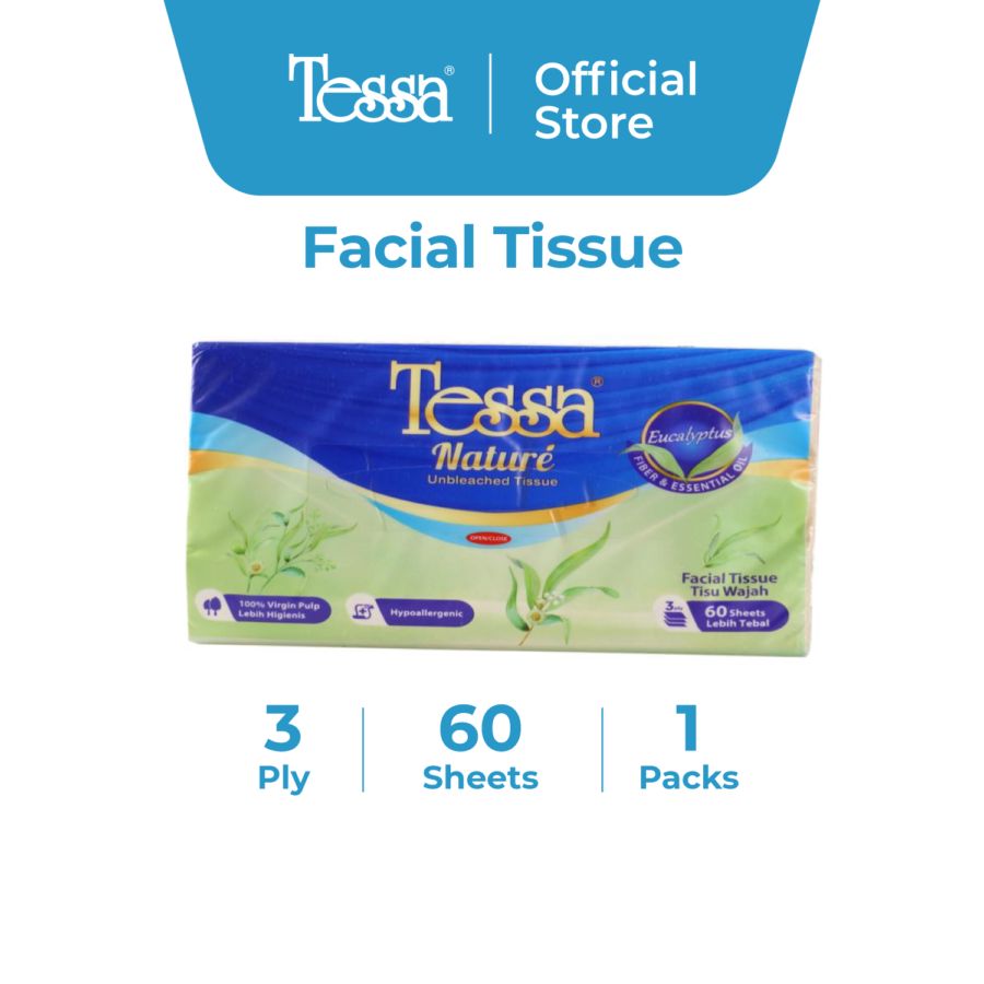 Tessa Nature Unbleached Eucalyptus 3 Ply Tisu Wajah