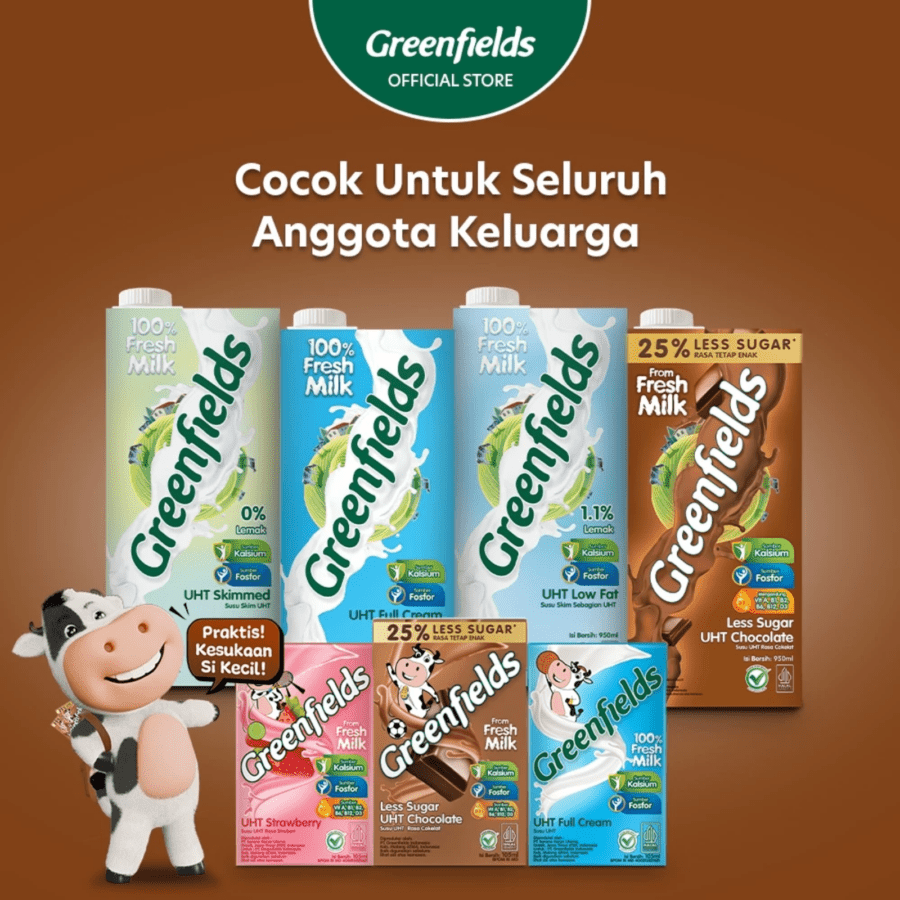 Greenfields Chocolate Susu UHT Less Sugar